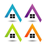 Logo showing growing real estate market in different colors