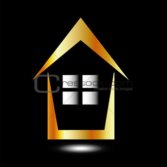 Abstract house- logo for real estate business in gold