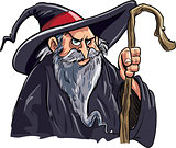 Cartoon wizard with a staff