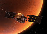 Spacecraft Orbiting Planet Mars