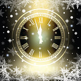 Old clock holiday lights at New year midnight.