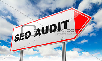 Seo Audit on Red Road Sign.