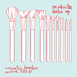 A set of cosmetic brushes