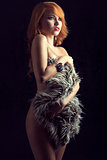 Nude ginger girl with fur