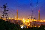 petrochemical industrial plant at night 