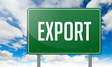 Export on Green Highway Signpost.