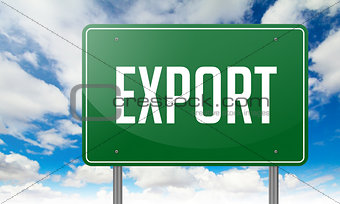 Export on Green Highway Signpost.