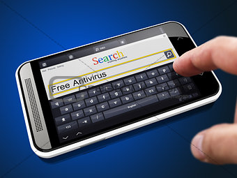Free Antivirus in Search String on Smartphone.