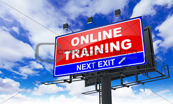 Online Training Inscription on Red Billboard.