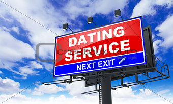 Dating Service Inscription on Red Billboard.
