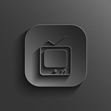 TV icon - vector black app button with shadow