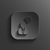 Speech icon - vector black app button with shadow