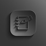 Notepad icon - vector black app button with shadow