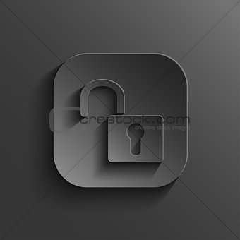 Unlock icon - vector black app button with shadow