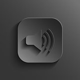 Speaker icon - vector black app button with shadow