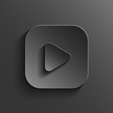 Play icon - media player icon - vector black app button with shadow