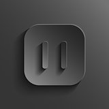 Pause icon - media player icon - vector black app button with shadow