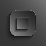 Stop - media player icon - vector black app button with shadow