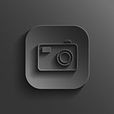 Camera icon - vector black app button with shadow