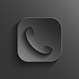 Phone icon - vector black app button with shadow