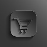 Shopping cart icon - vector black app button with shadow