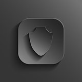 Shield icon - vector black app button with shadow