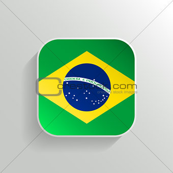 Vector Button - Brazil Flag Icon on White Background