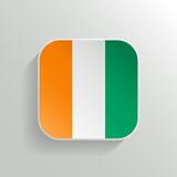 Vector Button - Cote d'Ivoire Flag Icon on White Background