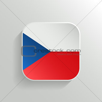Vector Button - Czech Republic Flag Icon on White Background