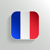 Vector Button - France Flag Icon on White Background