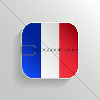 Vector Button - France Flag Icon on White Background