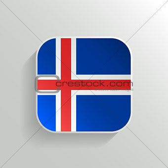 Vector Button - Iceland Flag Icon on White Background