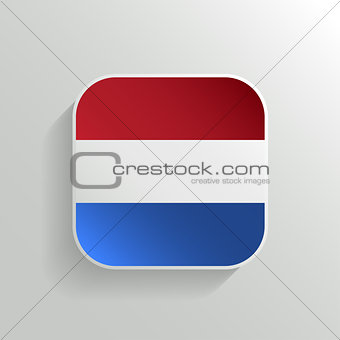 Vector Button - Netherlands Flag Icon on White Background