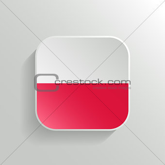 Vector Button - Poland Flag Icon on White Background