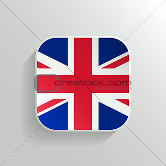 Vector Button -  United Kingdom Flag Icon on White Background