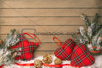  Checkered star on wooden background