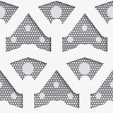 White shapes with big and small dots on gray pattern