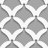 White simple shapes on gray textured pattern