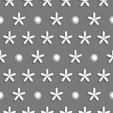 White small snowflake shapes with dots on gray pattern