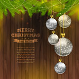 Christmas balls on wooden background