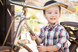 Mixed Race Young Boy Having Fun on the Bicycle