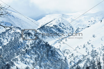 high mountains in Georgia in the winter time