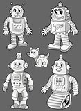 Black and white robots on grey
