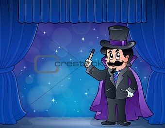 Magician on wide stage