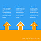 Simple infographic design with arrows and grades on blue orange 