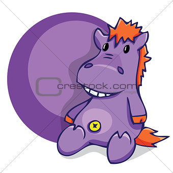 illustration. Soft fun toy smiling hippo