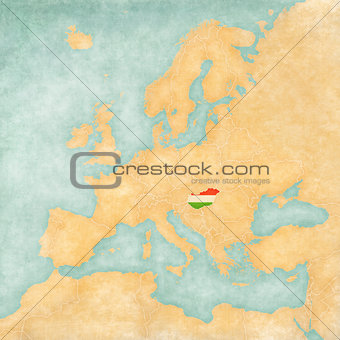Map of Europe - Hungary (Vintage Series)