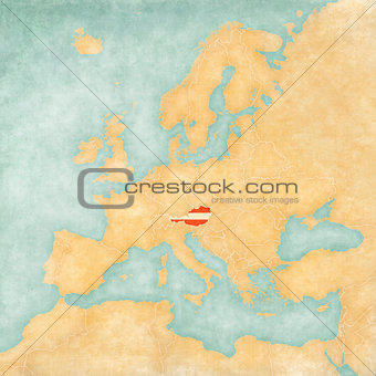 Map of Europe - Austria (Vintage Series)
