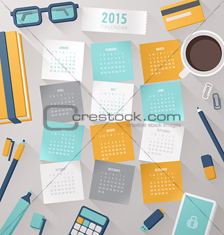Calendar vector template 2015 with 