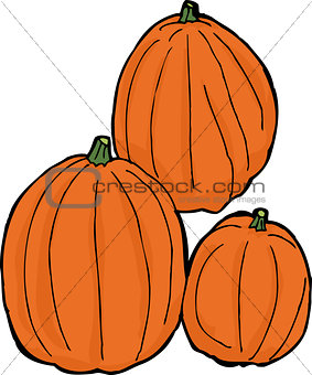 Three Isolated Pumpkins